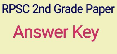 RPSC 2nd Grade Teacher 2018-19 paper with Answer key download