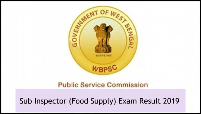 WBPSC Food Supply SI Result 2019 Expected Cut Off