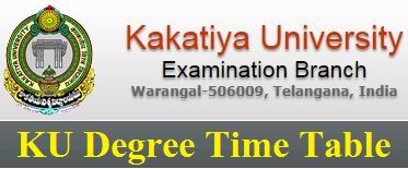 Kakatiya University Exam Time Table 2019