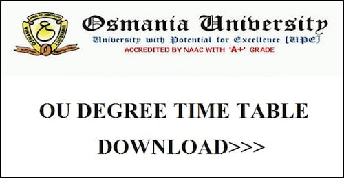 Osmania University (OU) Degree Time Table