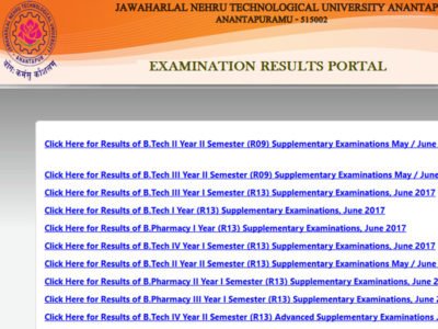 JNTUA B.Tech (R15, r13, r09) Sem Results