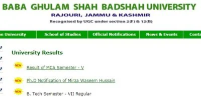Baba Ghulam Shah Badshah University Result