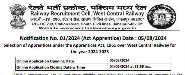 RRC WCR Apprentice Recruitment